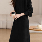 Casual Fake Two-Piece Side Tie Ribbed Knit Dress