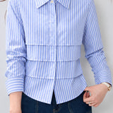 Casual Layered Panel Striped Shirt