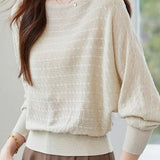 Elegant Off-Shoulder Batwing Long Sleeve Knit Top