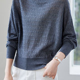 Elegant Off-Shoulder Batwing Long Sleeve Knit Top