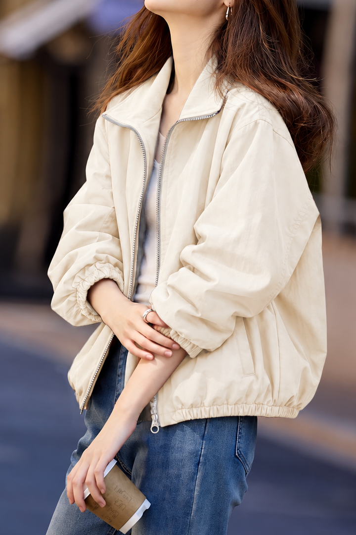 Casual Color‑Block Lapel Long Sleeve Reversible Jacket
