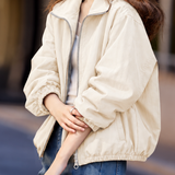 Casual Color‑Block Lapel Long Sleeve Reversible Jacket