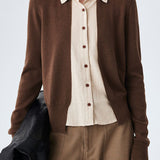 Vintage Fake Two-Piece Shirt Collar Spliced Knit Sweater