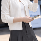 Gentle Round Neck Single Pearl Button Shawl Knit Cardigan