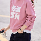 Casual Hooded Geometric Print Long Sleeve Sweatshirt