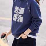 Casual Hooded Geometric Print Long Sleeve Sweatshirt