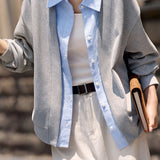 Casual Fake Two-Piece Stripe Lapel Sweatshirt Jacket