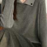 Intellectual Fake Two-Piece Color Block Lapel Ribbed Knit Sweater
