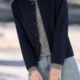 Casual Fake Two-Piece Stripe Spliced Knit Sweater