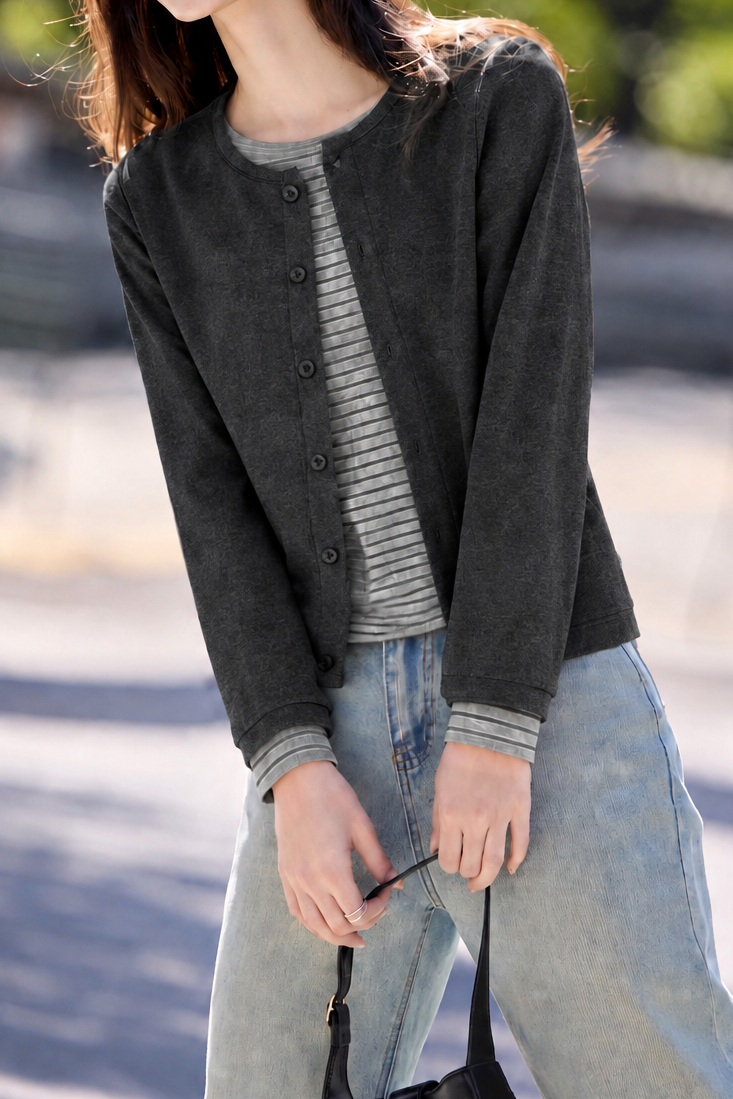 Casual Fake Two-Piece Stripe Spliced Knit Sweater