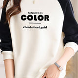 Casual Color Block Letter Print Raglan Long Sleeve Sweatshirt