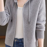 Casual Multi-Collar Zip Label Knit Cardigan