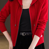 Casual Multi-Collar Zip Label Knit Cardigan