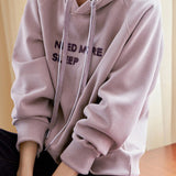 Casual Letter Pattern Drawstring Hooded Raglan Sweatshirt