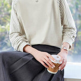 Casual Vacation Spliced Stripe Raglan Long Sleeve Sweatshirt