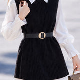 Casual Fake Two-Piece Knit Vest Spliced Midi Dress
