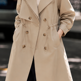 Commuter Double Breasted Drawstring Waist Trench Coat