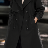 Commuter Double Breasted Drawstring Waist Trench Coat