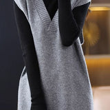 Casual Rib Spliced Slit Knit Vest