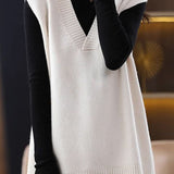 Casual Rib Spliced Slit Knit Vest