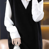 Casual Rib Spliced Slit Knit Vest