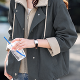 Casual Fake Two-Piece Hooded Long Sleeve Jacket