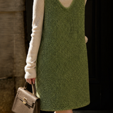 Textured Fleece U-Neck Sleeveless Dress