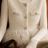 Elegant Tweed Fuzzy Spliced Waistcoat