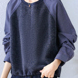 Casual Crew Neck Stripe Spliced Long Sleeve Sweatshirt