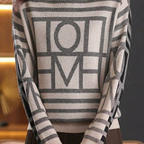 Vintage Geometric Letter Jacquard Knit Sweater