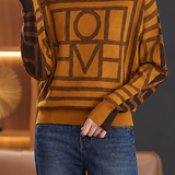 Vintage Geometric Letter Jacquard Knit Sweater
