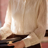 Floral Embroidered Beaded Crew Neck Blouse