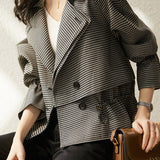 Vintage Houndstooth Drawstring Waist Jacket