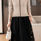 Elegant V-Neck Layered Look Lace Knit Dress