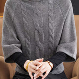 Chic Turtleneck Cable Knit Elbow Sleeve Sweater