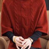 Chic Turtleneck Cable Knit Elbow Sleeve Sweater