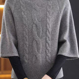 Chic Turtleneck Cable Knit Elbow Sleeve Sweater