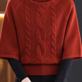 Chic Turtleneck Cable Knit Elbow Sleeve Sweater