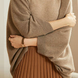 Elegant Batwing Sleeve 100% Wool Knit Shawl