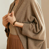 Elegant Batwing Sleeve 100% Wool Knit Shawl