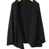 Elegant Batwing Sleeve 100% Wool Knit Shawl