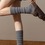Casual Solid Color Ribbed Wool Knee High Socks