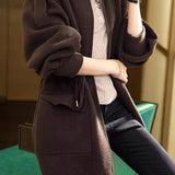 Casual Stand Collar Zip-Up Drawstring Jacket with Epaulets