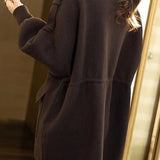 Casual Stand Collar Zip-Up Drawstring Jacket with Epaulets