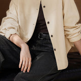 Casual Seamed Curved Hem Shirt
