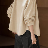 Casual Seamed Curved Hem Shirt