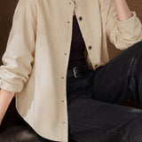 Casual Seamed Curved Hem Shirt