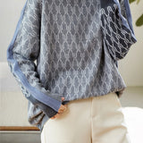 Casual Reversible Colorblock Jacquard Merino Wool Sweater
