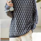 Casual Reversible Colorblock Jacquard Merino Wool Sweater