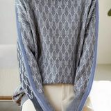 Casual Reversible Colorblock Jacquard Merino Wool Sweater